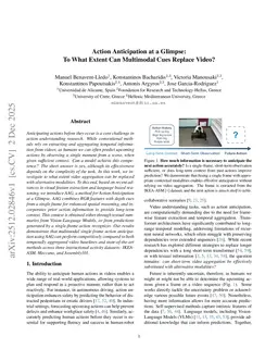 Action Anticipation at a Glimpse: To What Extent Can Multimodal Cues Replace Video?