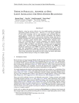 Think in Parallel, Answer as One: Logit Averaging for Open-Ended Reasoning