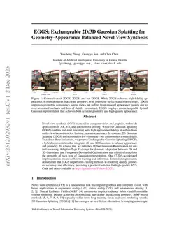 EGGS: Exchangeable 2D/3D Gaussian Splatting for Geometry-Appearance Balanced Novel View Synthesis