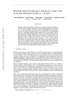Distribution-Calibrated Inference time compute for Thinking LLM-as-a-Judge