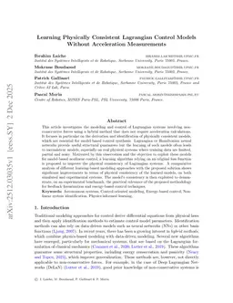 Learning Physically Consistent Lagrangian Control Models Without Acceleration Measurements