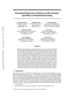 Dynamical Properties of Tokens in Self-Attention and Effects of Positional Encoding