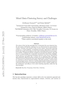 Mixed Data Clustering Survey and Challenges