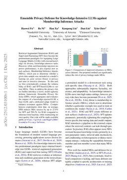 Ensemble Privacy Defense for Knowledge-Intensive LLMs against Membership Inference Attacks