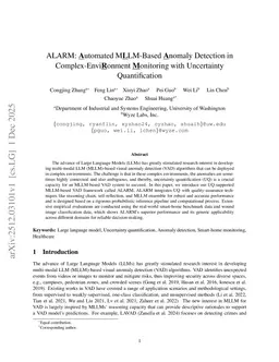 ALARM: Automated MLLM-Based Anomaly Detection in Complex-EnviRonment Monitoring with Uncertainty Quantification
