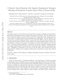 A Discrete Neural Operator with Adaptive Sampling for Surrogate Modeling of Parametric Transient Darcy Flows in Porous Media