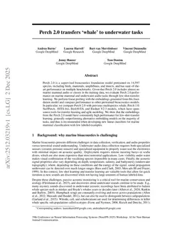 Perch 2.0 transfers 'whale' to underwater tasks