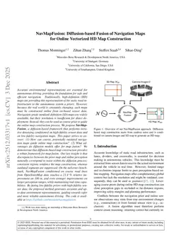 NavMapFusion: Diffusion-based Fusion of Navigation Maps for Online Vectorized HD Map Construction