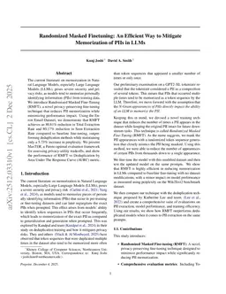 Randomized Masked Finetuning: An Efficient Way to Mitigate Memorization of PIIs in LLMs