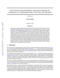 Idea-Gated Transformers: Enforcing Semantic Coherence via Differentiable Vocabulary Pruning