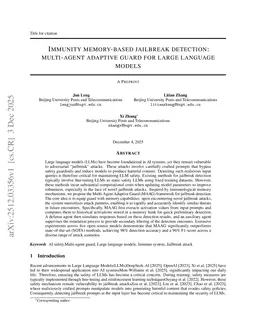 From static to adaptive: immune memory-based jailbreak detection for large language models