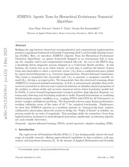 ATHENA: Agentic Team for Hierarchical Evolutionary Numerical Algorithms