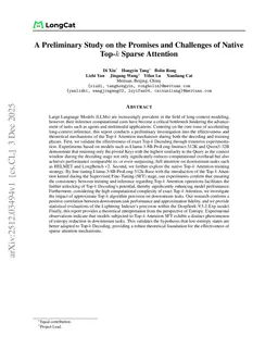 A Preliminary Study on the Promises and Challenges of Native Top-$k$ Sparse Attention