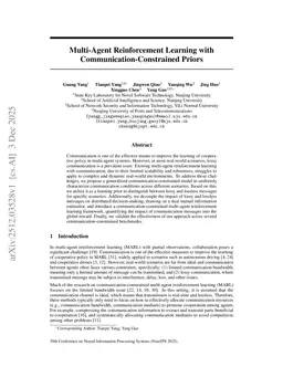 Multi-Agent Reinforcement Learning with Communication-Constrained Priors