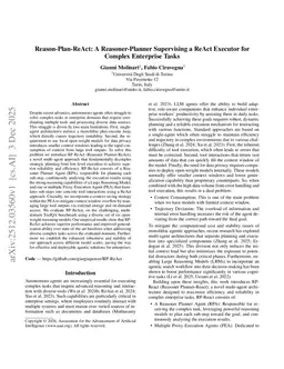 Reason-Plan-ReAct: A Reasoner-Planner Supervising a ReAct Executor for Complex Enterprise Tasks