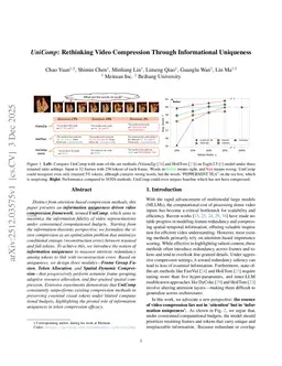 UniComp: Rethinking Video Compression Through Informational Uniqueness