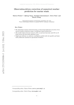 Observation-driven correction of numerical weather prediction for marine winds