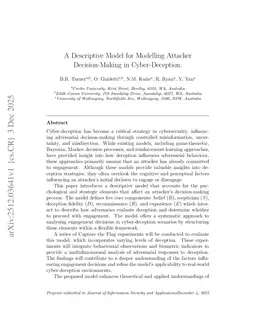 A Descriptive Model for Modelling Attacker Decision-Making in Cyber-Deception