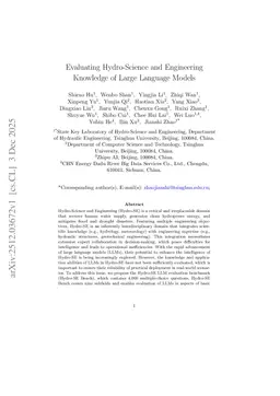 Evaluating Hydro-Science and Engineering Knowledge of Large Language Models