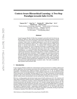 Context-Aware Hierarchical Learning: A Two-Step Paradigm towards Safer LLMs