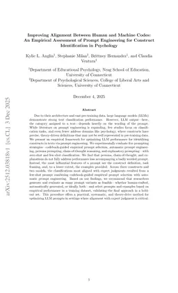 Improving Alignment Between Human and Machine Codes: An Empirical Assessment of Prompt Engineering for Construct Identification in Psychology
