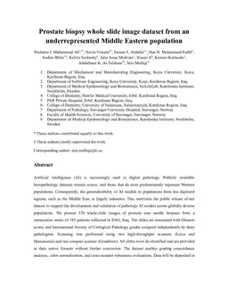 Prostate biopsy whole slide image dataset from an underrepresented Middle Eastern population