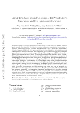 Digital Twin-based Control Co-Design of Full Vehicle Active Suspensions via Deep Reinforcement Learning