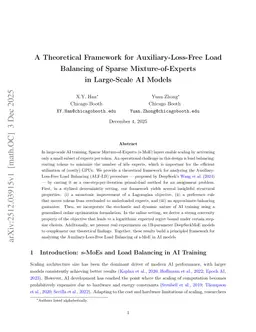 A Theoretical Framework for Auxiliary-Loss-Free Load Balancing of Sparse Mixture-of-Experts in Large-Scale AI Models