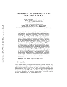 Classification of User Satisfaction in HRI with Social Signals in the Wild