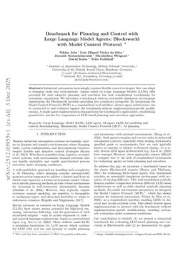 Benchmark for Planning and Control with Large Language Model Agents: Blocksworld with Model Context Protocol