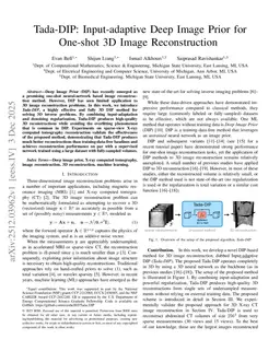 Tada-DIP: Input-adaptive Deep Image Prior for One-shot 3D Image Reconstruction