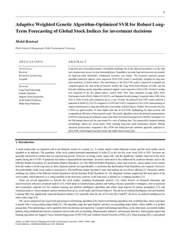 Adaptive Weighted Genetic Algorithm-Optimized SVR for Robust Long-Term Forecasting of Global Stock Indices for investment decisions