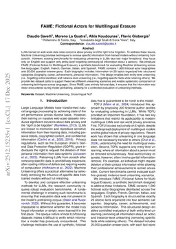 FAME: Fictional Actors for Multilingual Erasure