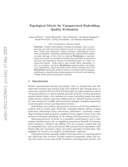 Topological Metric for Unsupervised Embedding Quality Evaluation