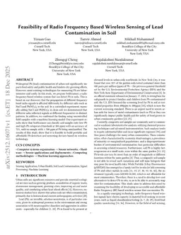 Feasibility of Radio Frequency Based Wireless Sensing of Lead Contamination in Soil
