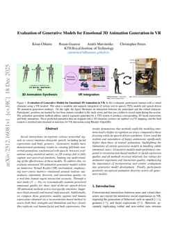 Evaluation of Generative Models for Emotional 3D Animation Generation in VR