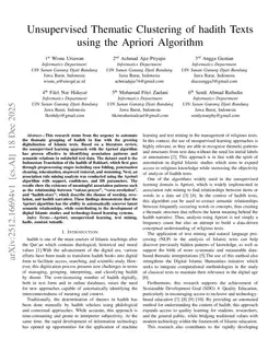 Unsupervised Thematic Clustering Of hadith Texts Using The Apriori Algorithm