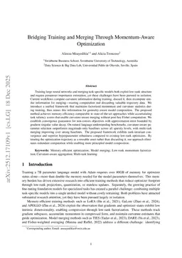 Bridging Training and Merging Through Momentum-Aware Optimization