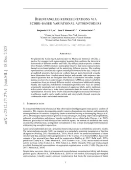 Disentangled representations via score-based variational autoencoders