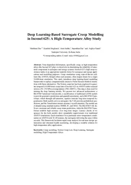 Deep Learning-Based Surrogate Creep Modelling in Inconel 625: A High-Temperature Alloy Study