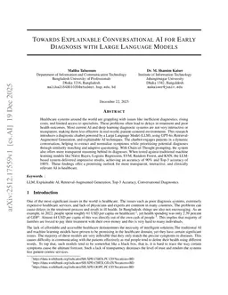 Towards Explainable Conversational AI for Early Diagnosis with Large Language Models