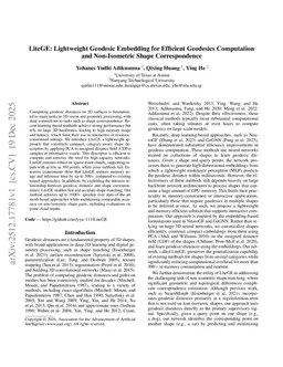 LiteGE: Lightweight Geodesic Embedding for Efficient Geodesics Computation and Non-Isometric Shape Correspondence