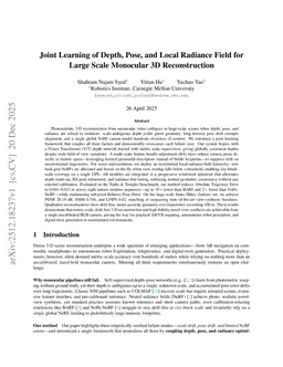 Joint Learning of Depth, Pose, and Local Radiance Field for Large Scale Monocular 3D Reconstruction