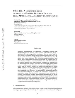 MSC-180: A Benchmark for Automated Formal Theorem Proving from Mathematical Subject Classification