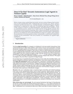 Does It Tie Out? Towards Autonomous Legal Agents in Venture Capital