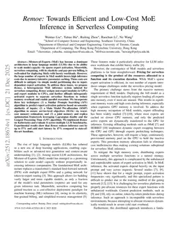 Remoe: Towards Efficient and Low-Cost MoE Inference in Serverless Computing