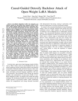 Causal-Guided Detoxify Backdoor Attack of Open-Weight LoRA Models