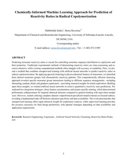 Chemically-Informed Machine Learning Approach for Prediction of Reactivity Ratios in Radical Copolymerization