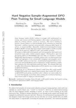 Hard Negative Sample-Augmented DPO Post-Training for Small Language Models