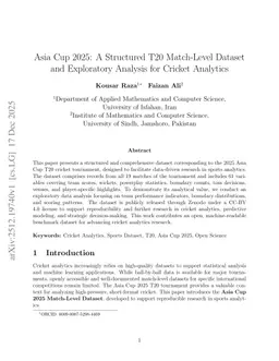 Asia Cup 2025: A Structured T20 Match-Level Dataset and Exploratory Analysis for Cricket Analytics